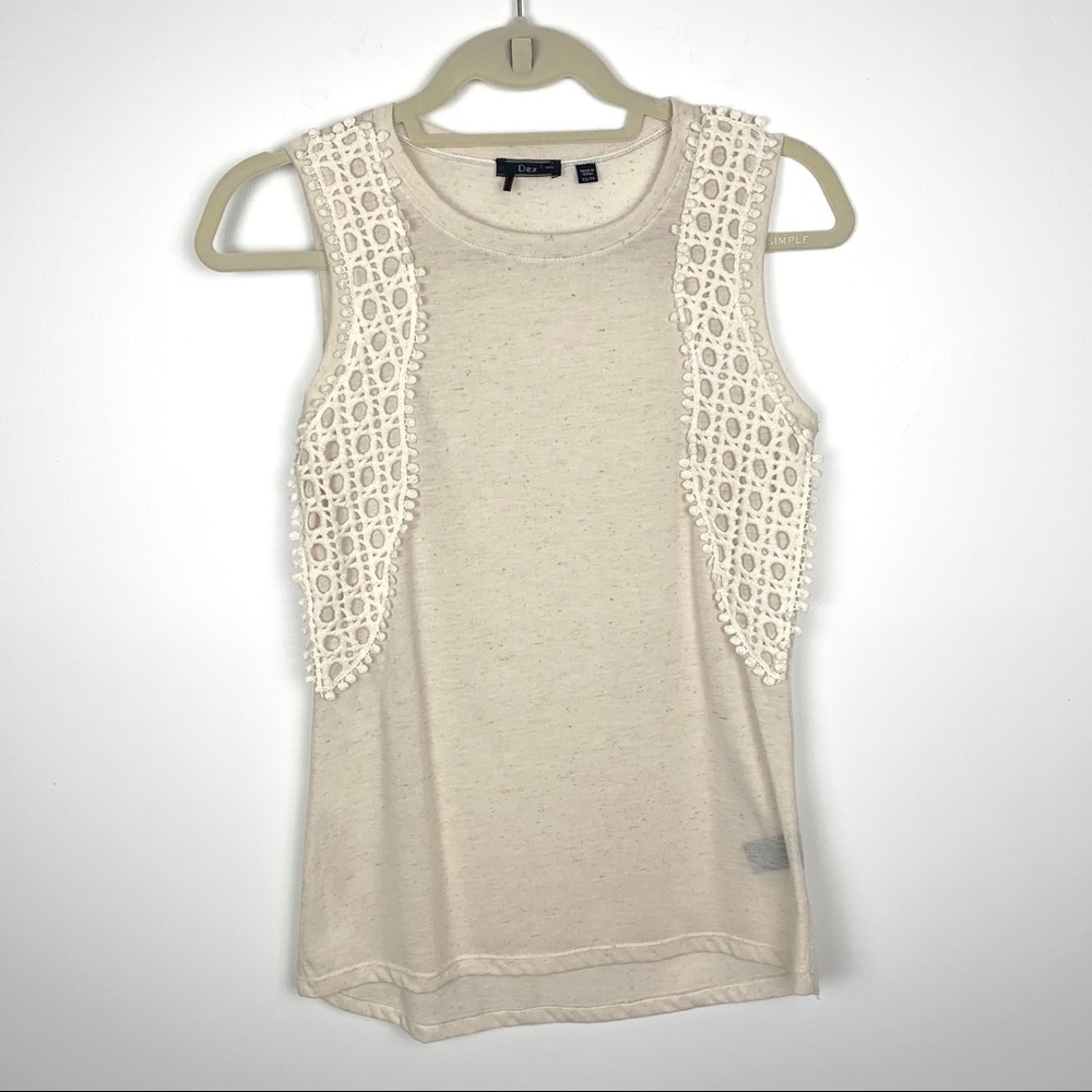 Dex Sleeveless Linen Crochet Overlay Tank Top